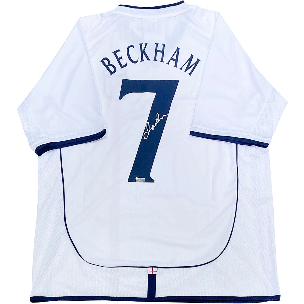 David Beckham Autographed 2002 England Replica Home Jersey