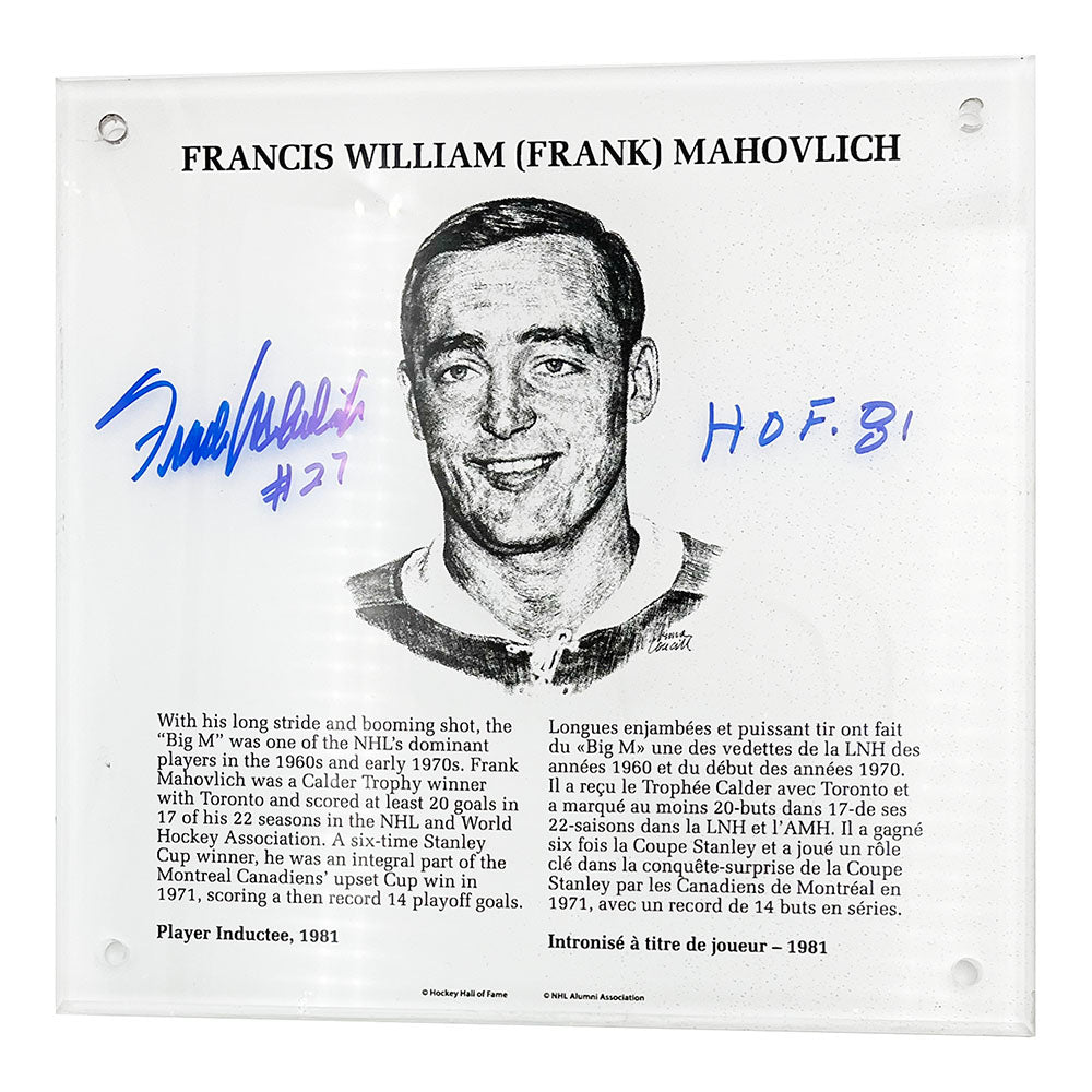 Frank Mahovlich Autographed NHL Legends HOF Plaque – Frozen Pond