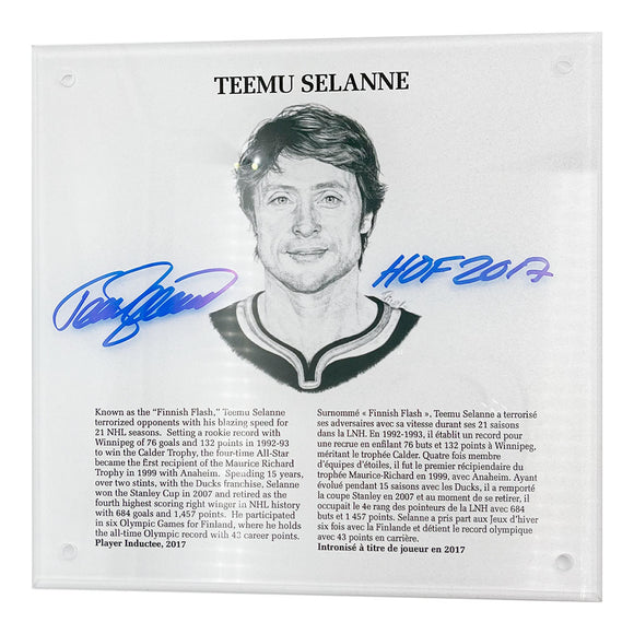 Teemu Selanne Autographed NHL Legends HOF Plaque