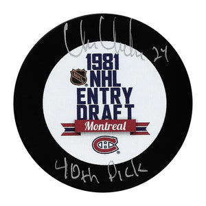 Chris Chelios Autographed 1981 NHL Draft Puck w/"40th Pick"