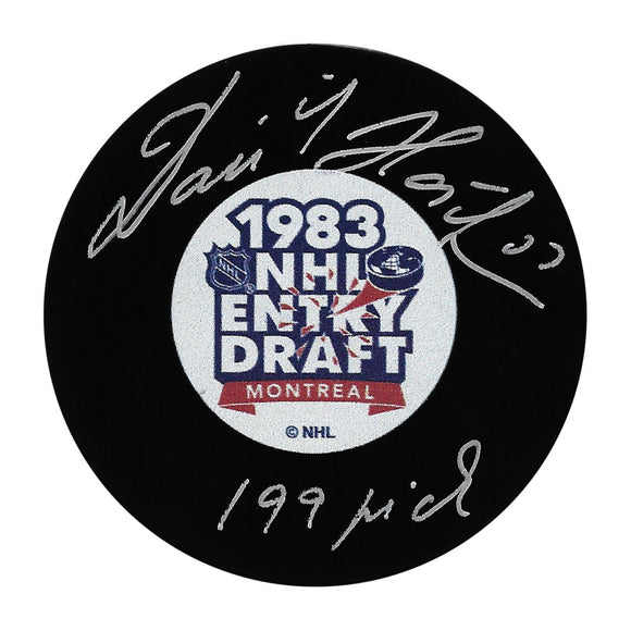 Dominik Hasek Autographed 1983 NHL Draft Puck w/