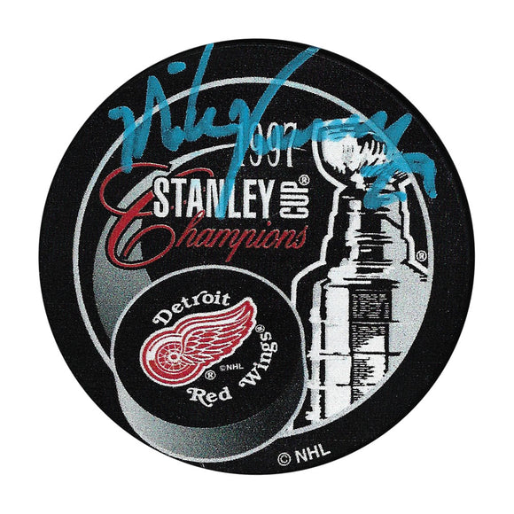 Mike Vernon Autographed 1997 Stanley Cup Champions Puck