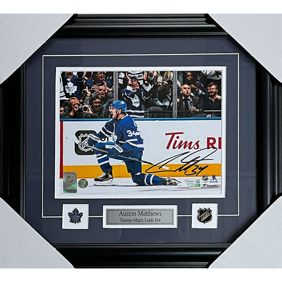 Auston Matthews Framed Autographed Toronto Maple Leafs 8X10 Photo (Celebration)