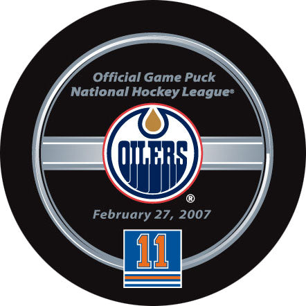 Mark Messier Jersey Retirement Night Official Game Puck