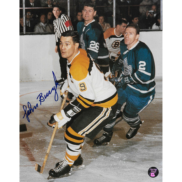 John Bucyk Autographed Boston Bruins 8X10 Photo (Leafs 2)