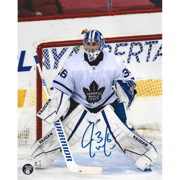 Jack Campbell Autographed Toronto Maple Leafs 8X10 Photo (w/Net)