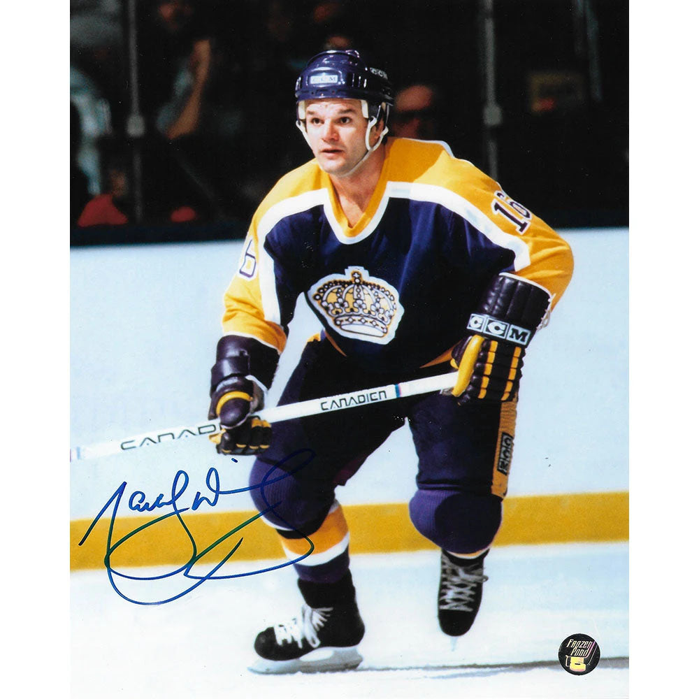 Marcel Dionne Los Angeles Kings Framed Autographed 16″ x 20″ Purple Jersey  Skating Photograph with “HOF 92” Inscription