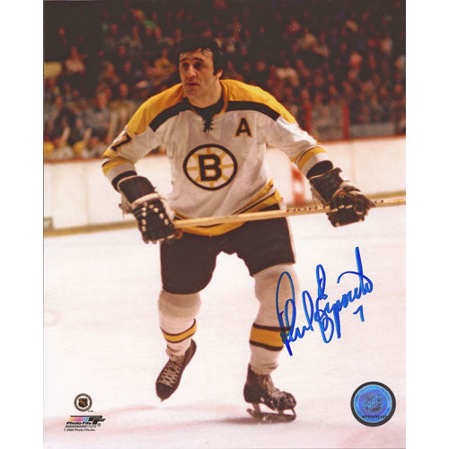 Phil Esposito Autographed Boston Bruins 8X10 Photo (White Jersey)