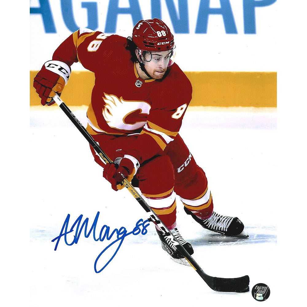 Andrew Mangiapane Signed Calgary Flames Graphic Rink 19x23 Frame