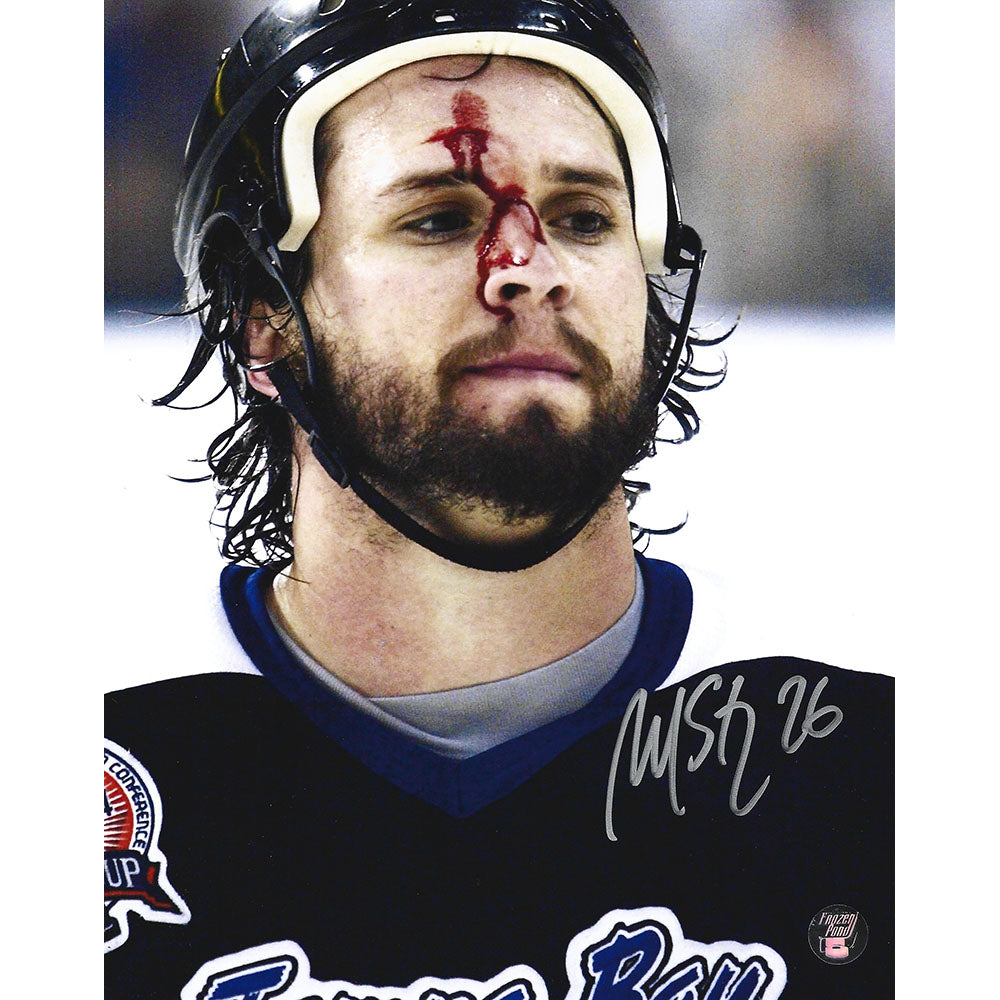 Martin St. Louis Tampa Bay Lightning Autographed 8 x 10 Overhead Goal vs.  Islanders Photograph