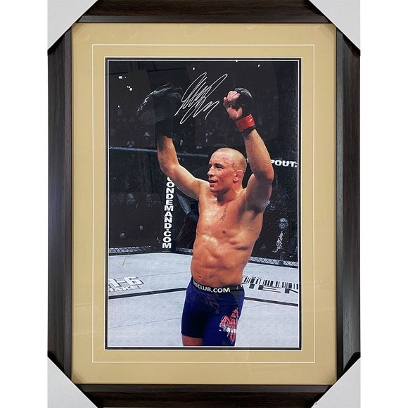Georges St-Pierre Autographed Framed UFC 16X24 Canvas Print