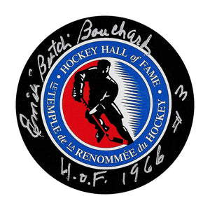 Emile "Butch" Bouchard (deceased) Autographed Hockey Hall of Fame Puck