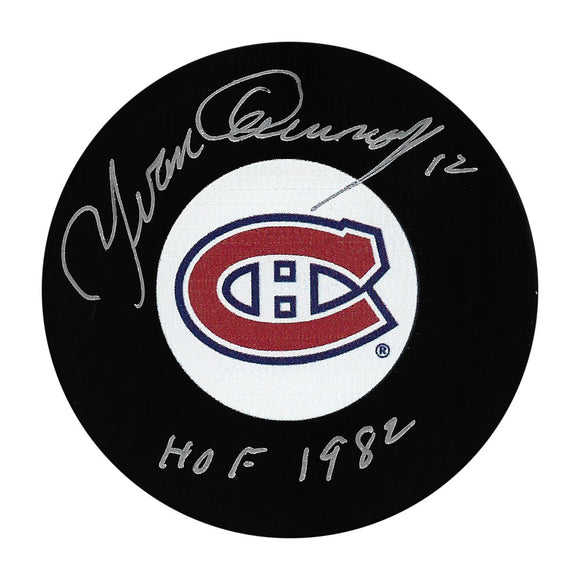 Yvan Cournoyer Autographed Montreal Canadiens Puck w/