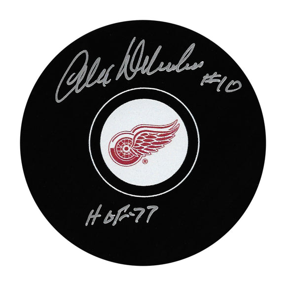 Alex Delvecchio Autographed Detroit Red Wings Puck