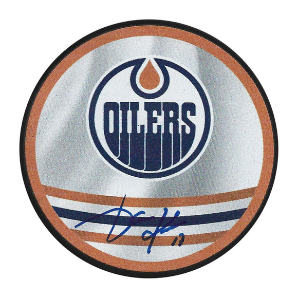 Jari Kurri Autographed Edmonton Oilers Reverse Retro Puck