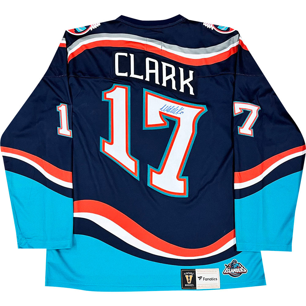Wendel Clark Signed New York Islanders Fisherman Retro Fanatics Jersey