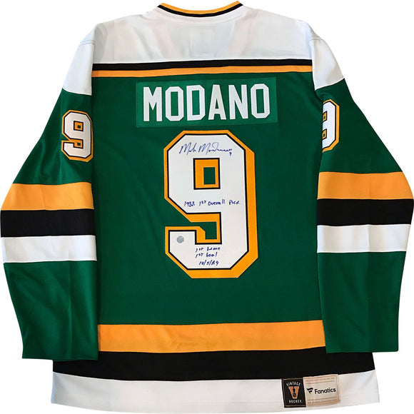 Mike Modano Autographed Minnesota North Stars Inscribed Replica Jersey