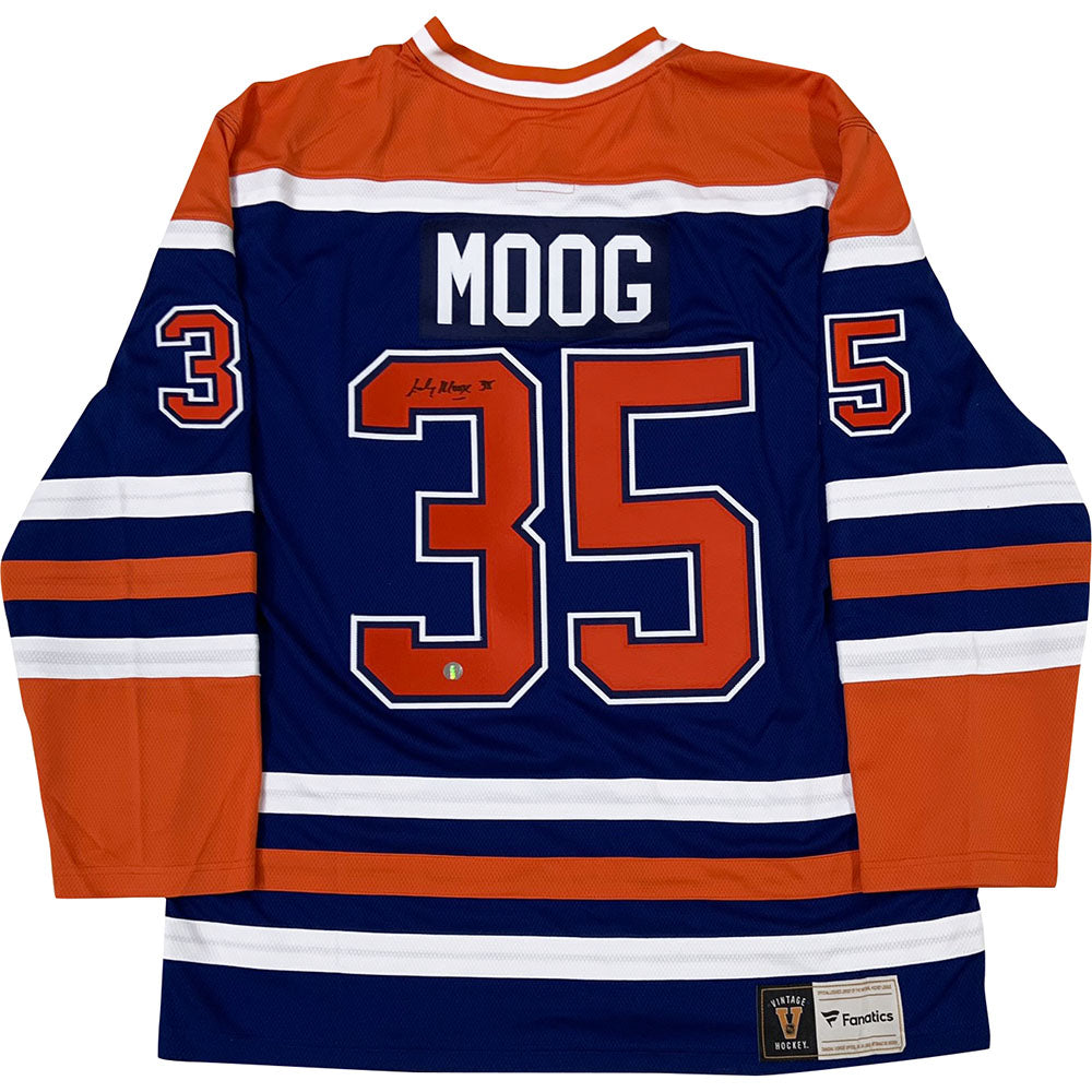 Andy Moog Autographed Custom Edmonton Oilers Style Road Jersey w