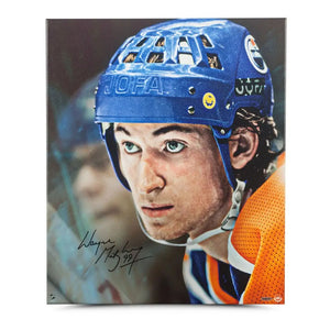 Wayne Gretzky Autographed Edmonton Oilers "Up Close & Personal" 20X24 Canvas - UDA