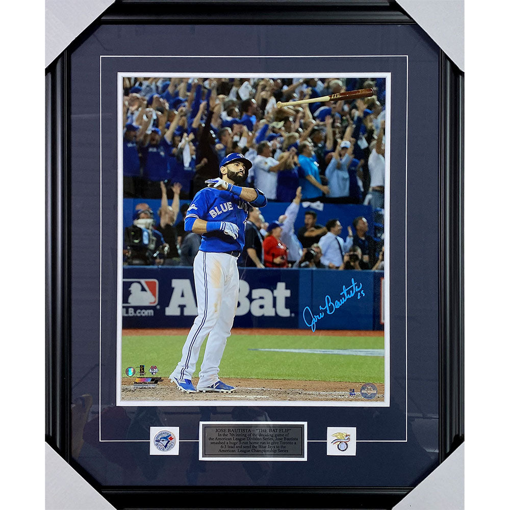 Jose Bautista // Framed Autographed Toronto Blue Jays // 'Bat Flip