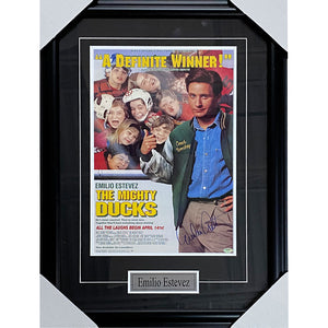 Emilio Estevez Framed Autographed "Mighty Ducks" 11X17 Movie Poster