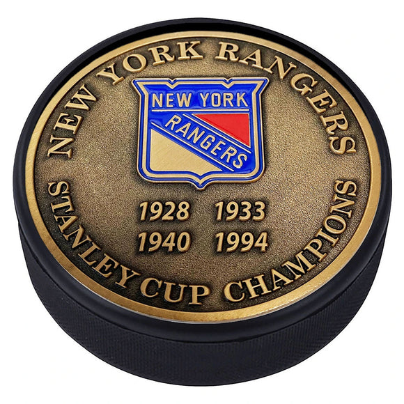 New York Rangers Gold Medallion Puck