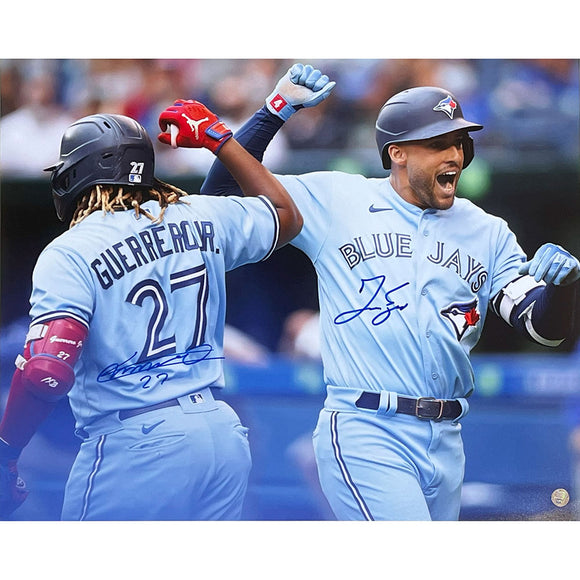 George Springer/Vladimir Guerrero Jr. Autographed Toronto Blue Jays 16X20 Photo (Powder Blue)