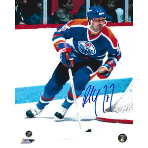 Paul Coffey Autographed Edmonton Oilers 8X10 Photo (Behind Net)