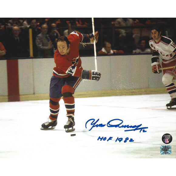 Yvan Cournoyer Autographed Montreal Canadiens 8X10 Photo (vs. NYR)