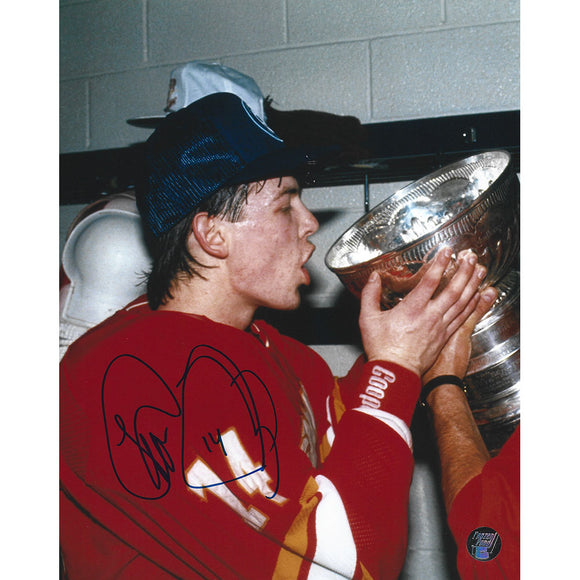 Theo Fleury Autographed Calgary Flames 8X10 Photo (w/Cup)
