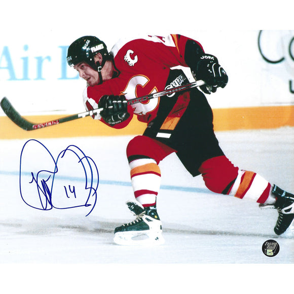 Theo Fleury Autographed Calgary Flames 8X10 Photo (Captain)