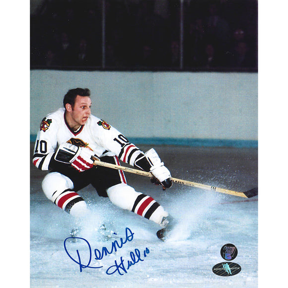 Dennis Hull Autographed Chicago Blackhawks 8X10 Photo (White Jersey)