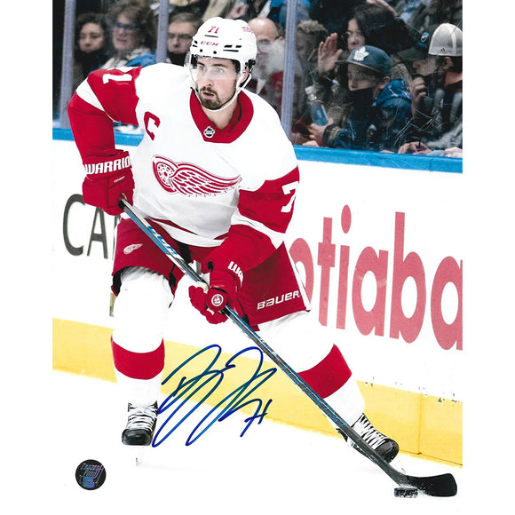 Dylan Larkin Autographed Detroit Red Wings 8X10 Photo (White Jersey)