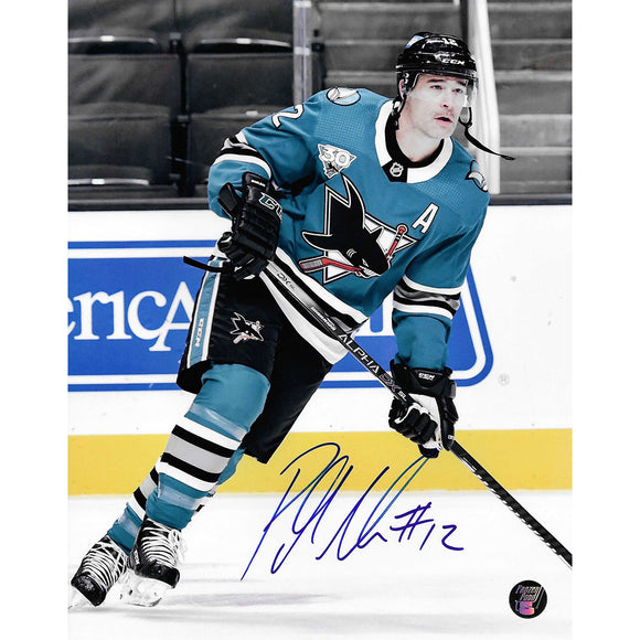 Patrick Marleau Autographed San Jose Sharks 8X10 Photo (30th Anniversary Patch)