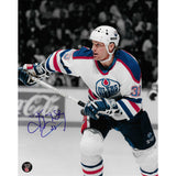 Marty McSorley Autographed Edmonton Oilers 8X10 Photo (B+W Background)