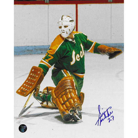 Gilles Meloche Autographed California Golden Seals 8X10 Photo