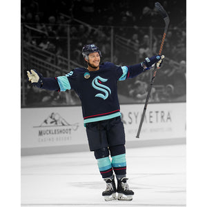 Pre-Order - Brandon Montour Autographed Seattle Kraken 8X10 Photo (B+W Background)