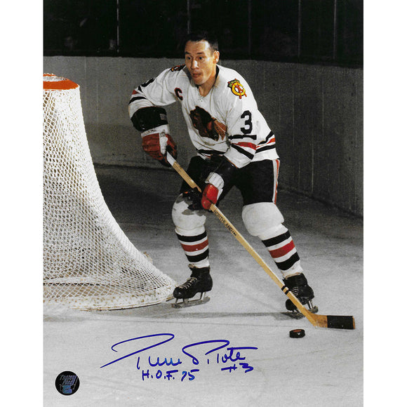 Pierre Pilote (deceased) Autographed Chicago Blackhawks 8X10 Photo