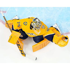 Pre-Order - Juuse Saros Autographed Nashville Predators 8X10 Photo (Overhead)