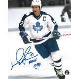 Darryl Sittler Autographed Toronto Maple Leafs 8X10 Photo (B+W Background w/HOF)