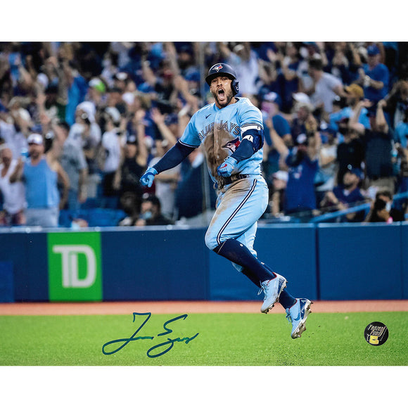 George Springer Autographed Toronto Blue Jays 8X10 Photo (Jumping)