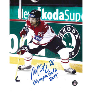 Martin St. Louis Autographed Team Canada 8X10 Photo w/"Olympic Gold 2014"