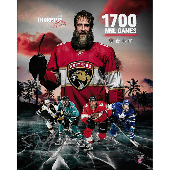 Joe Thornton Autographed Florida Panthers 8X10 Photo (1700 Games)