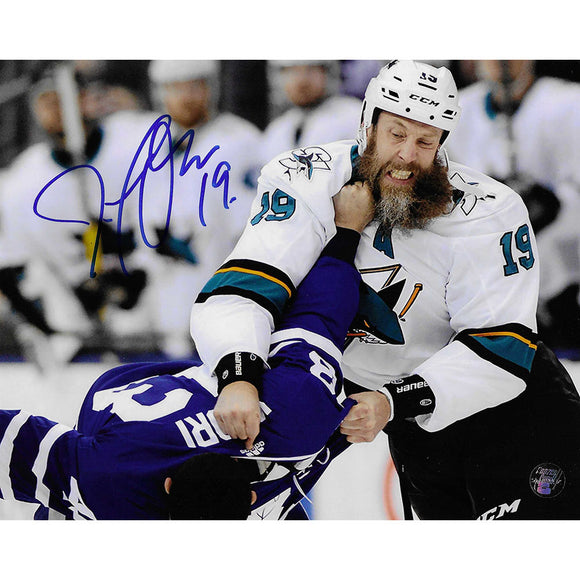 Joe Thornton Autographed San Jose Sharks 8X10 Photo (vs. Kadri)