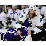 Joe Thornton Autographed San Jose Sharks 8X10 Photo (vs. Kadri)