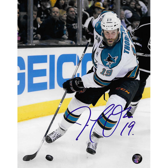 Joe Thornton Autographed San Jose Sharks 8X10 Photo (vs. Kings)