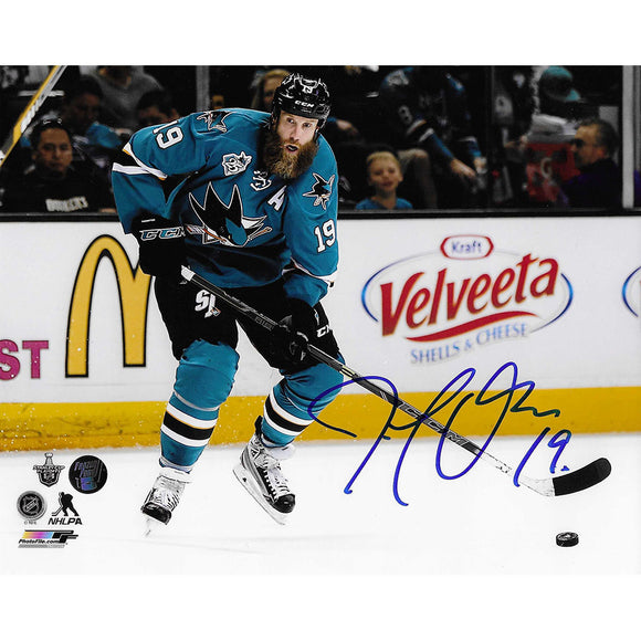 Joe Thornton Autographed San Jose Sharks 8X10 Photo (Velveeta)