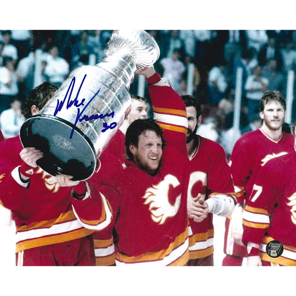 Mike Vernon Autographed Calgary Flames 8X10 Photo (w/Cup)