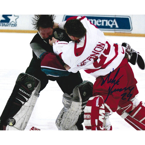 Mike Vernon Autographed Detroit Red Wings 8X10 Photo (Fighting Roy)