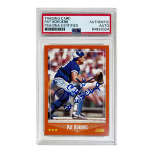 Pat Borders Autographed Toronto Blue Jays 1988 Score Traded Baseball #99T RC Rookie Card w/"92 WS Champs"